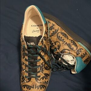 Coach Brown Sneakers with Black and Teal Accents